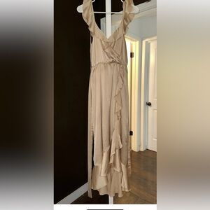 Show Me Your Mumu Samantha Ruffle Wrap Dress Champagne size Small
